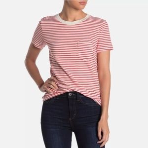 MadeWell Red & White Striped 100% Cotton Basic Tee